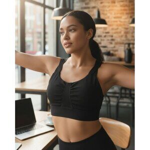 Zuda Z-Stretch Medium Impact Sports Bra with Ruching Black size M
